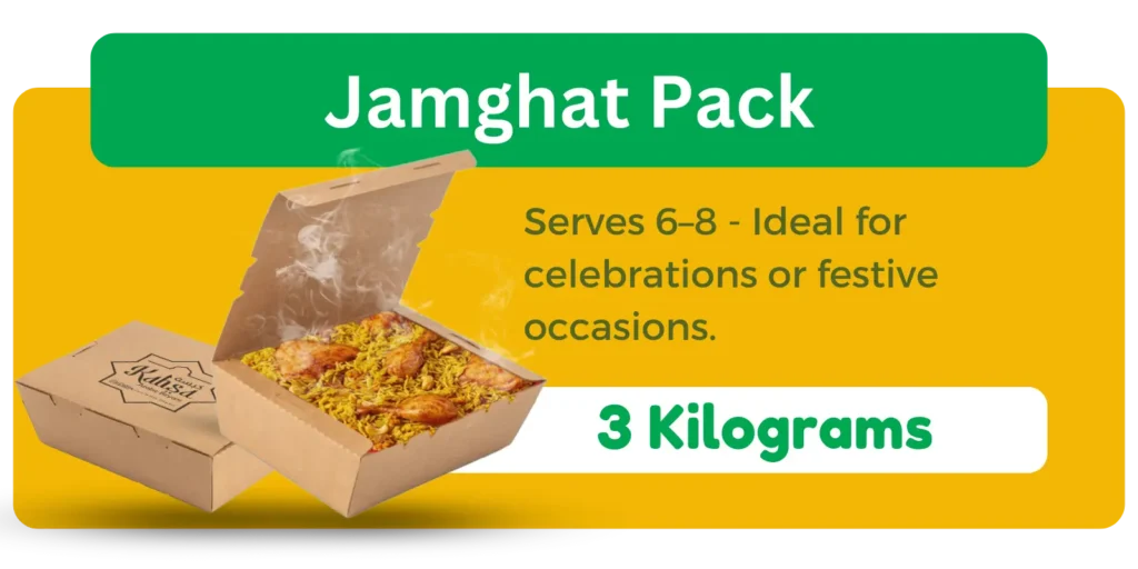 3 kg Chicken Kabsa biryani package in yellow background