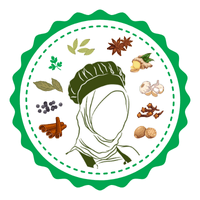 Illustration of Arabic chef with different arabic spices and ingredients